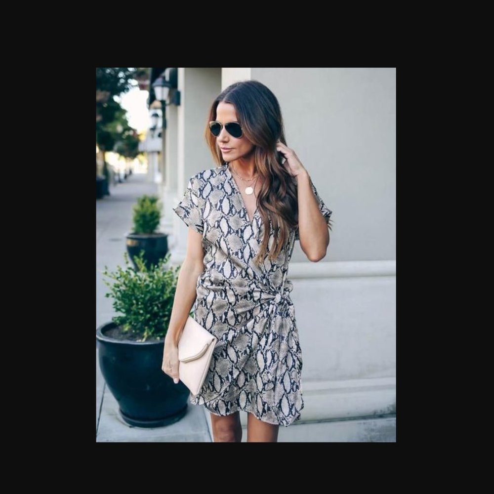 Python Print, Satin wrap dress